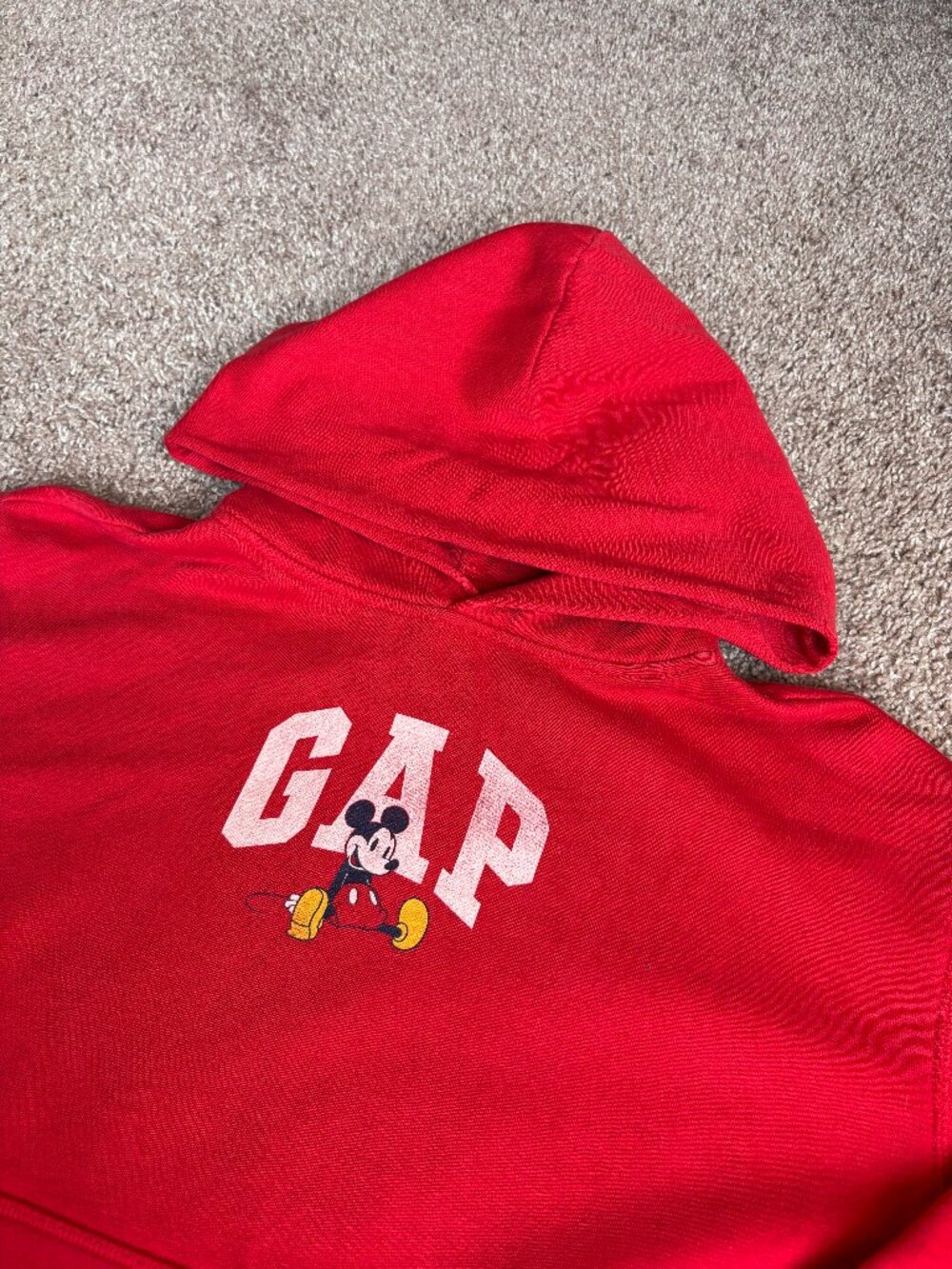 Gap x Disney Mickey Mouse Relaxed Logo Hoodie Red Kids XL